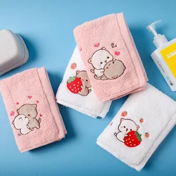 Toalha espessa de algodão puro para adultos e crianças, gato Kawaii Mitao, gato bonito do pêssego, lenço doméstico absorvente macio, novo