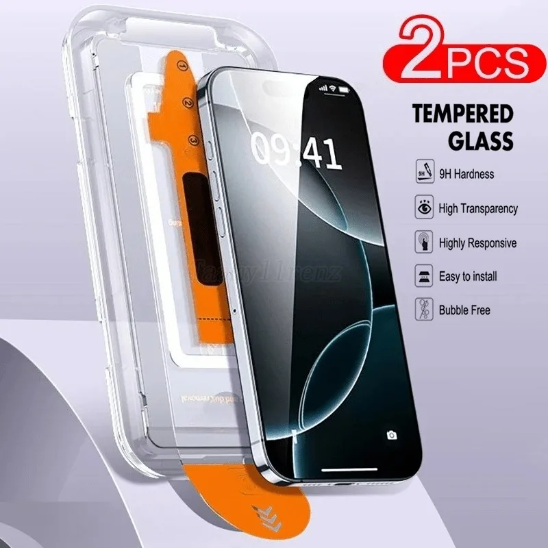 

2Pcs HD Tempered Glass Screen Protector for iPhone 17 16 15 14 13 12 11 Pro Max 15 16 14 Plus 13 12 Mini XR XS Max 16e Air Glass
