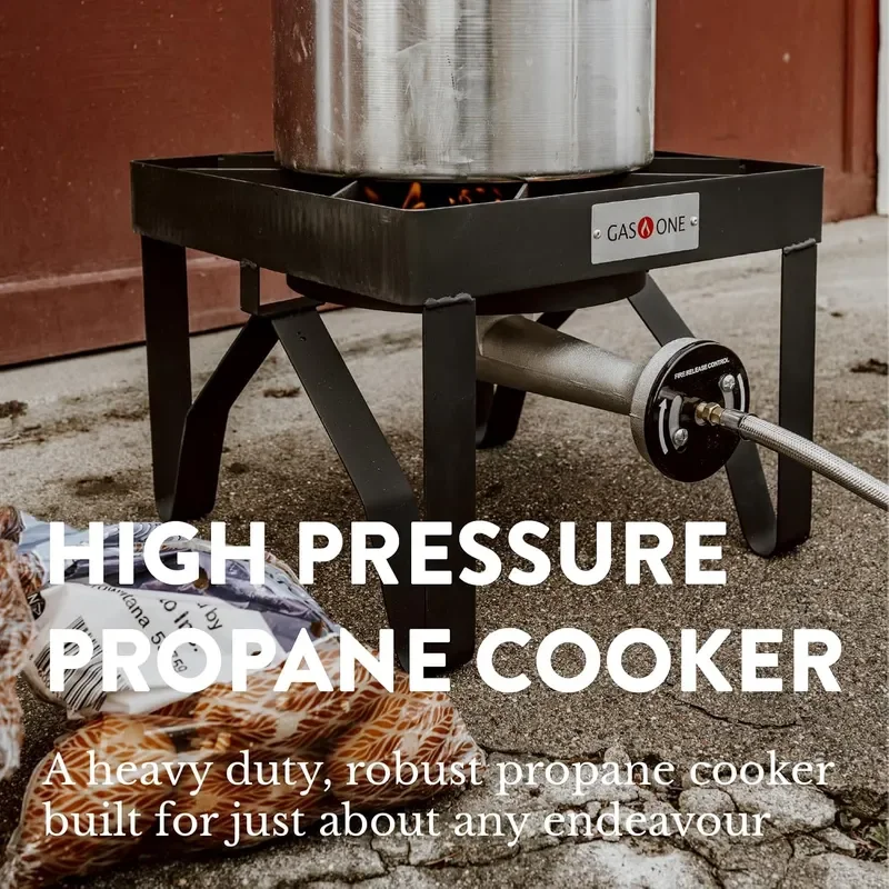 200K BTU Propane Burner Heavy Duty Propane Stove Outdoor Burner with Adjustable 0 20Psi Regulator and Steel Braided Hose