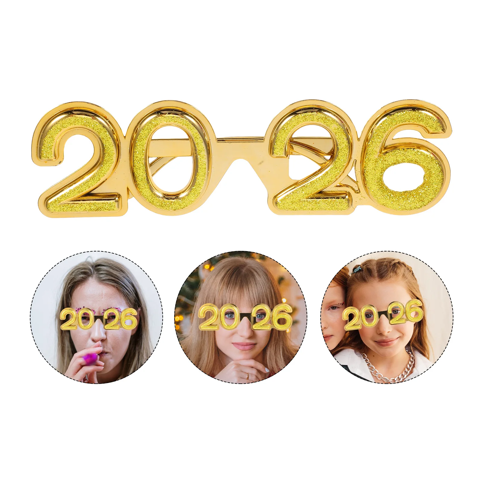 3 個 2026 新年写真小道具新年イブ卒業メガネ 2026 面白いサングラスメガネ卒業眼鏡