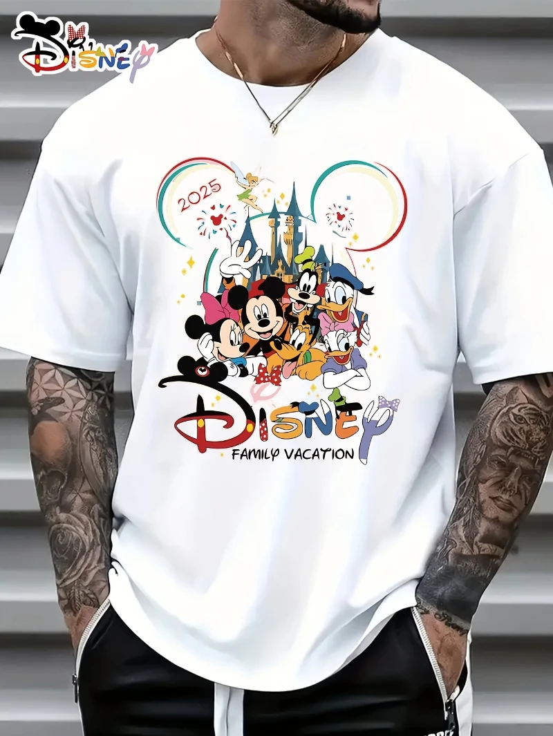 

Disney Family Vacation, Disney Family Travel Cartoon Print Men'S Fashion Round Neck Short Sleeve T-Shirt