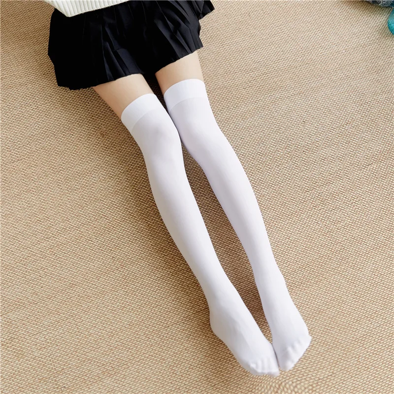 Sexy Black White Soild Color Long Socks Women Over Knee Thigh High Over The Knee Stockings Lolita Ladies Girls Warm Knee Socks