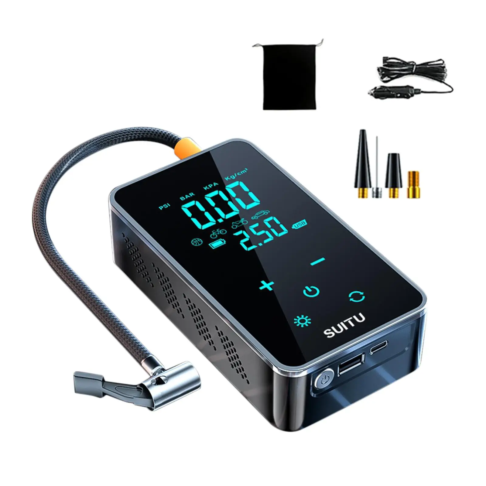 Tire Pump Tire Inflator Multifunctional Portable with Cable 5V1A 25L/Min Inflatable Bed 7.4V Mini Air Compressor Car Air Pump