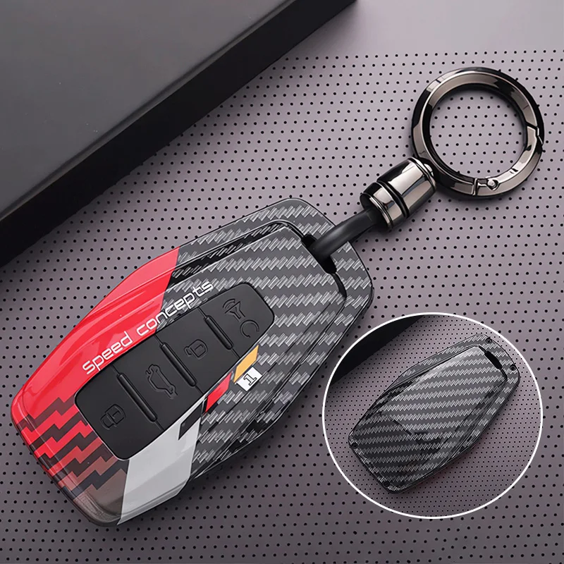 Fashion ABS Carbon Car Key Case Cover Holder Shell For Geely Coolray 4 Buttons Auto Styling Fob Accessories