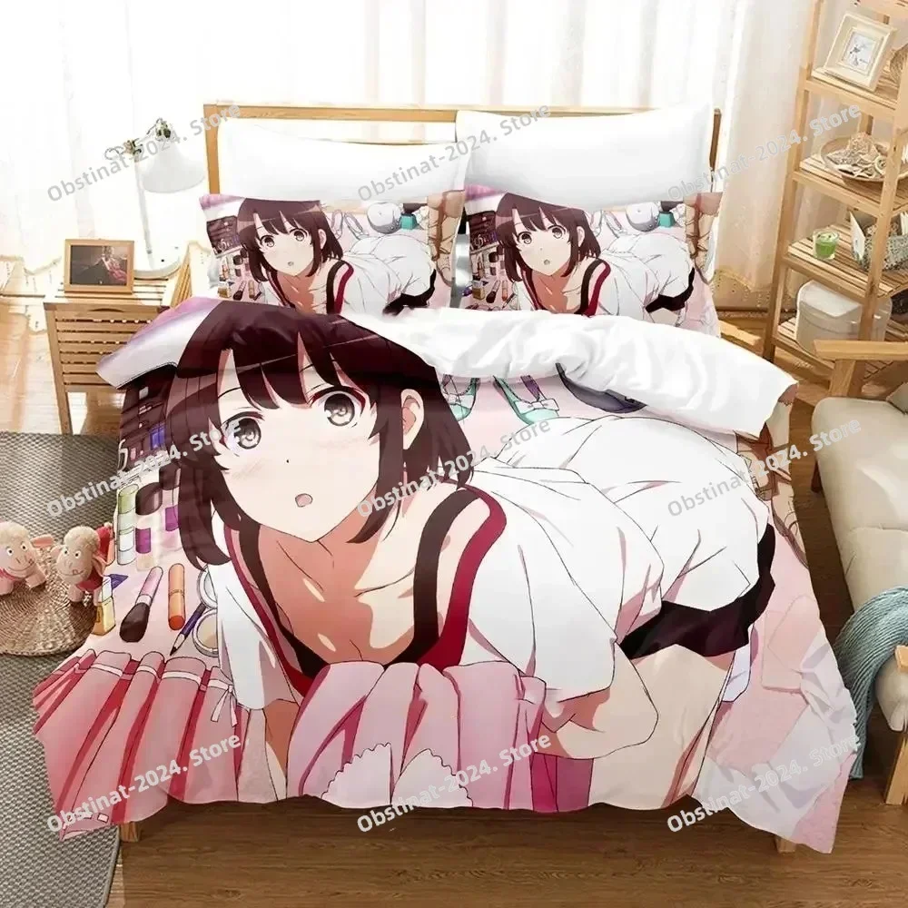 

Anime Megumi Kato Saekano Bedding Set Duvet Cover Bed Set Quilt Cover Pillowcase Comforter king Queen Size Boys Adult Bedding