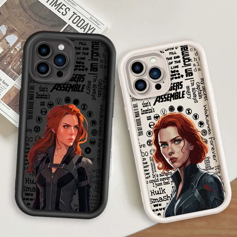

Marvel Black Widow Anime For Apple iPhone 16 15 14 13 12 11 Pro Max Plus Eye Ladder Soft TPU Silicone Cover