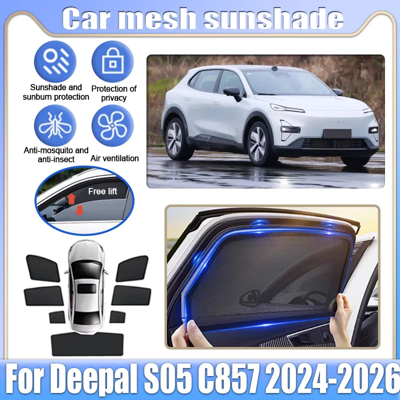 

Car Mesh Shade For Deepal S05 C857 2024-2026 Window Sunshades Sunscreen Privacy Curtains Sun Visors Mosquitos Auto Accessories