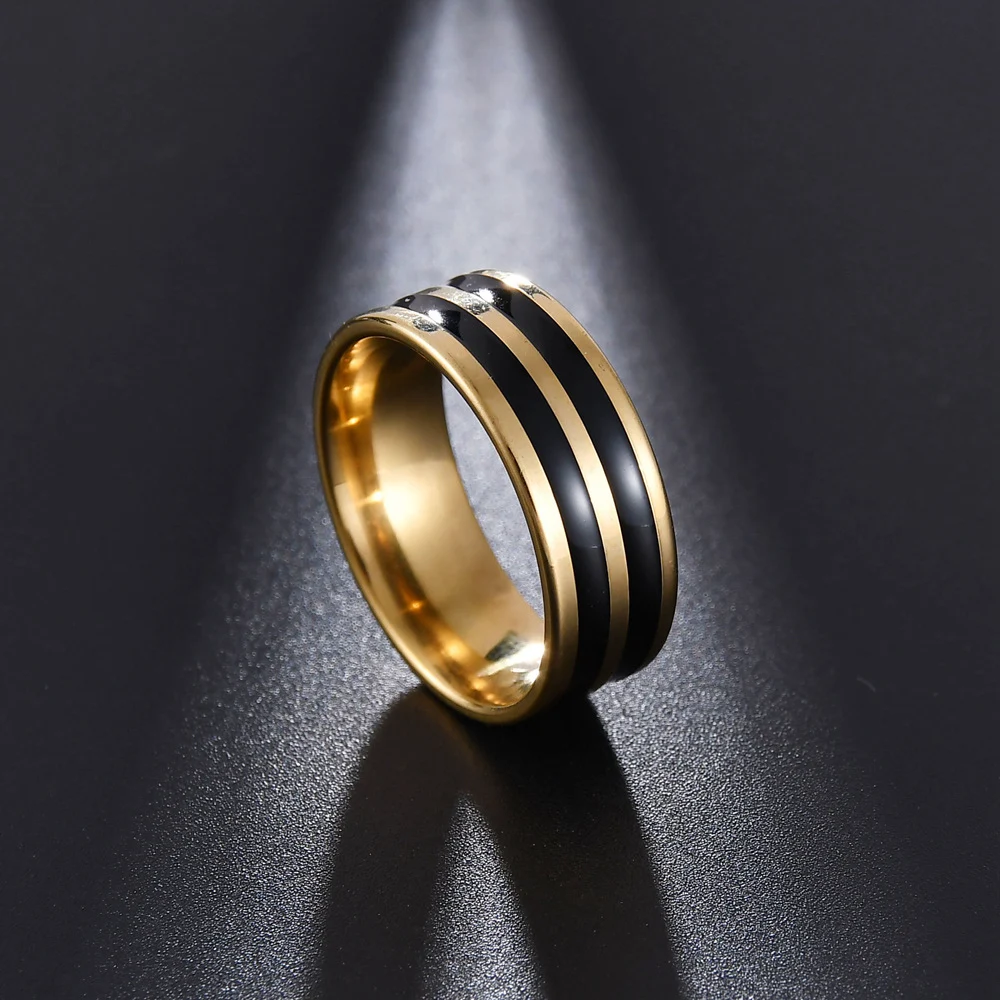 MeMolissa 6/8MM Anello classico in acciaio inossidabile color oro per uomo Donna Anelli per anniversario festa di nozze Miglior regalo di gioielli