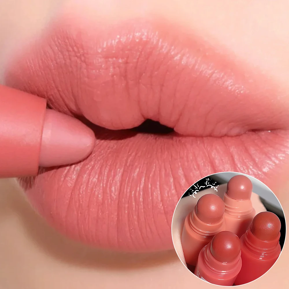 무광 누드 레드 립스틱 세트 펜, 4 in 1 방수, 벨벳 핑크 립 틴트, 바래지 않는 립스틱, 한국 입술 메이크업 화장품 