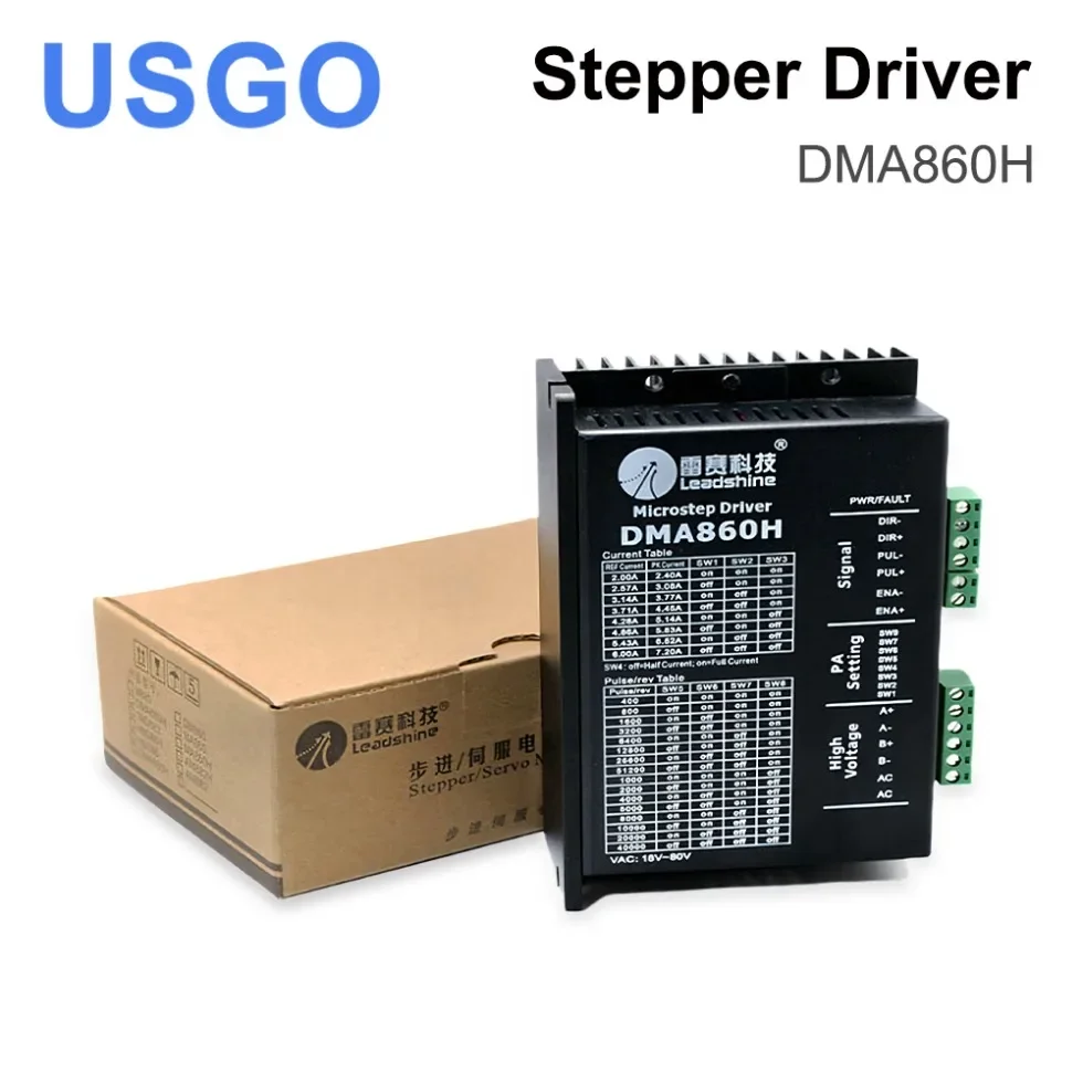 USGO Leadshine Stepper Driver DMA860H 2 Phase 18-80VAC 2.4-7.2A  for CNC Machine Co2 Laser Cutting and Engraving Machine