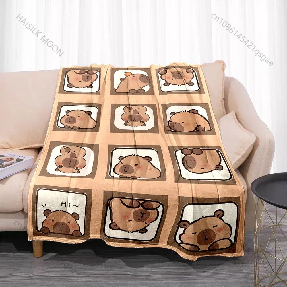Capybara Cartoon Print Throw Blanket Soft Fluffy King Size for Adults  Kids Perfect for Bed Sofa Travel or as a Gift