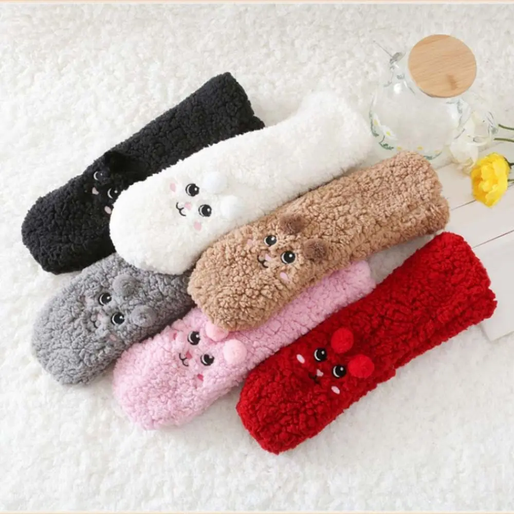 

Kawaii Embroidery Thick Thermal Socks Cartoon Plush Floor Socks Mid Tube Thicken Warm Fleece Sock Women Indoor