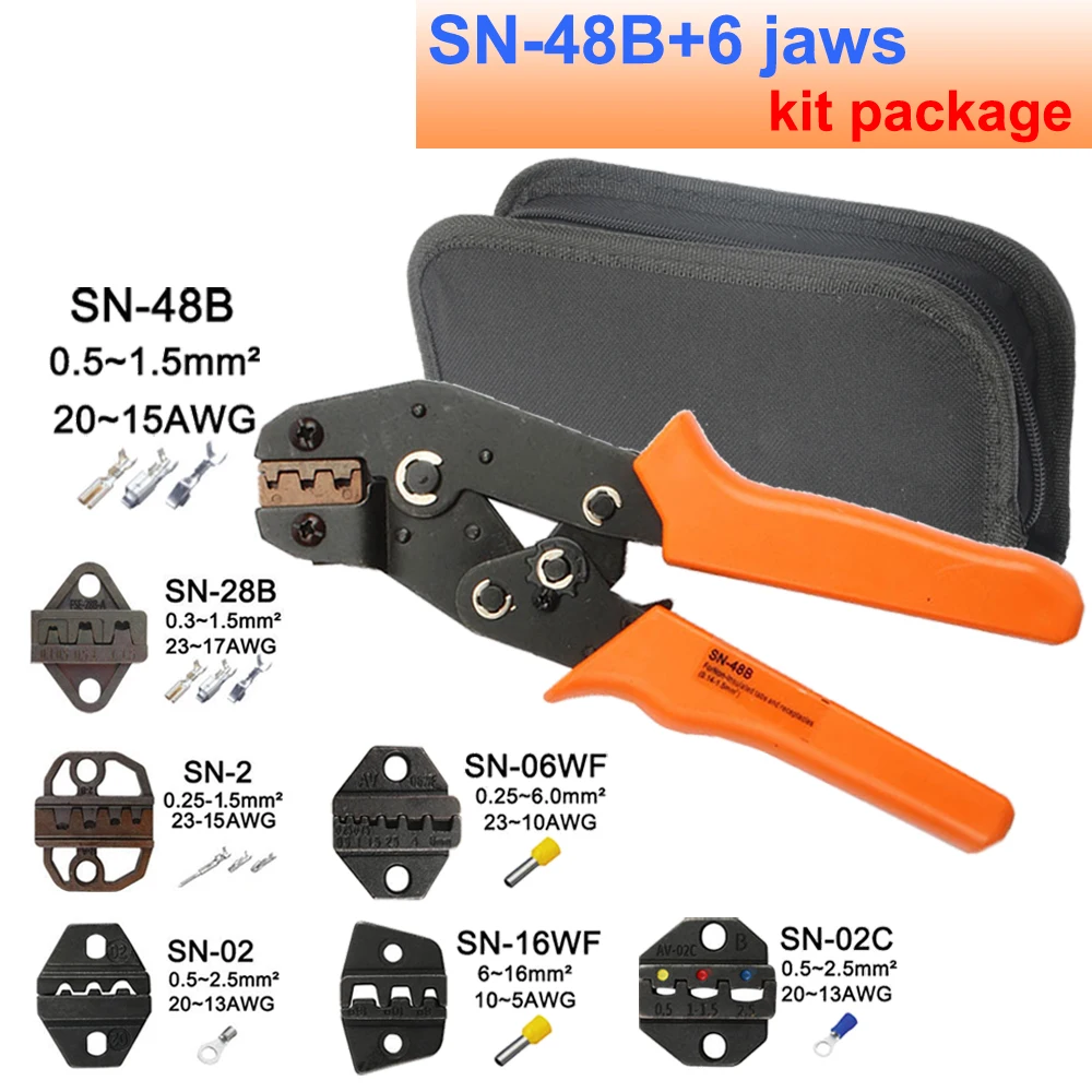 Crimping pliers SN-48B 7 jaw for 2.8 4.8 C3 XH2.54 3.96 2510 pulg/tube/insuated terminals kit bag electric clamp brand tools