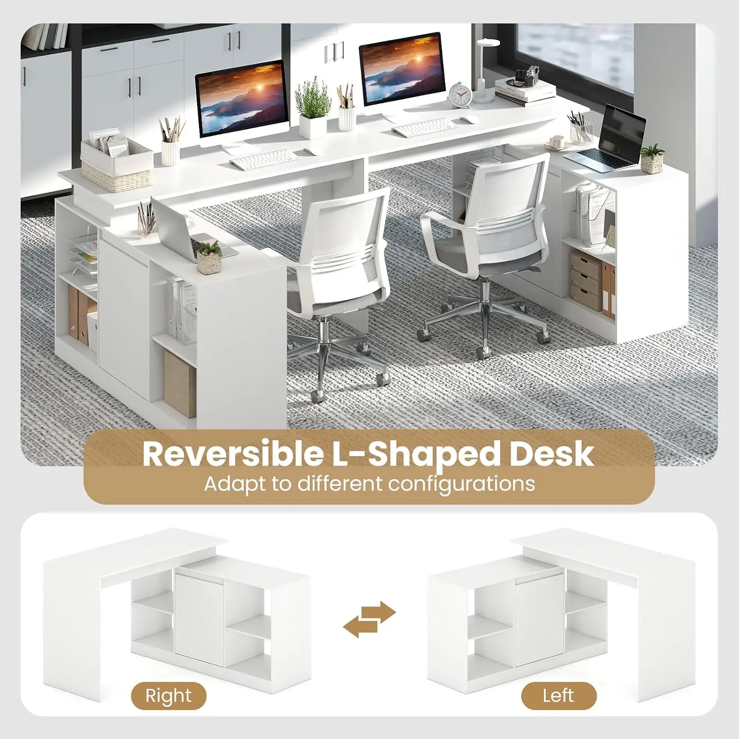 L-Shaped Computer Desk Corner Workstation Reversible Laptop Table Home Office Study 120cm, Customized