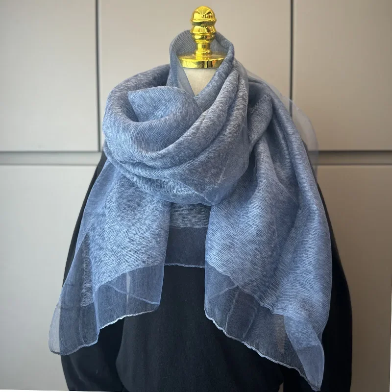 

Spring New Mulberry Silk Scarf Sunscreen Shawl Women's Spring and Autumn Luxury Double-layer Splicing Silk Mohair Scarf