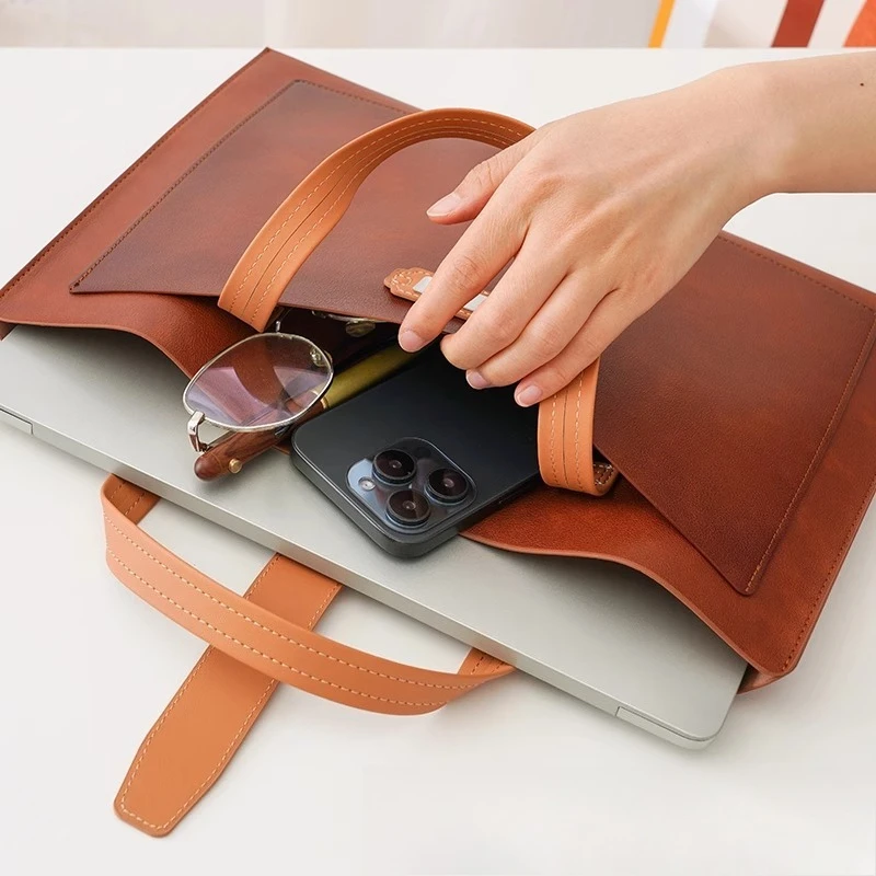 A4 Size Portable Office Briefcase With Snap Buckle Multi-layer Waterproof File Organizer Hand Bag Anti Lost Document Storage