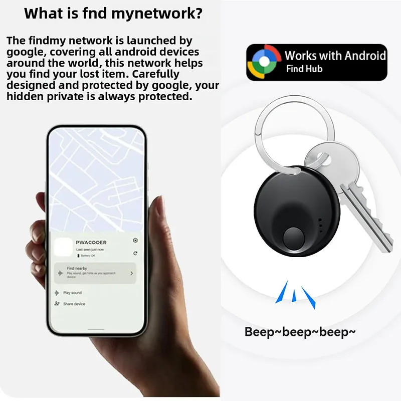

Bluetooth GPS-трекер для устройств Android, тег работает с Google Find My App, поиск ключей, смарт-тег для домашних животных для Xiaomi Samsung