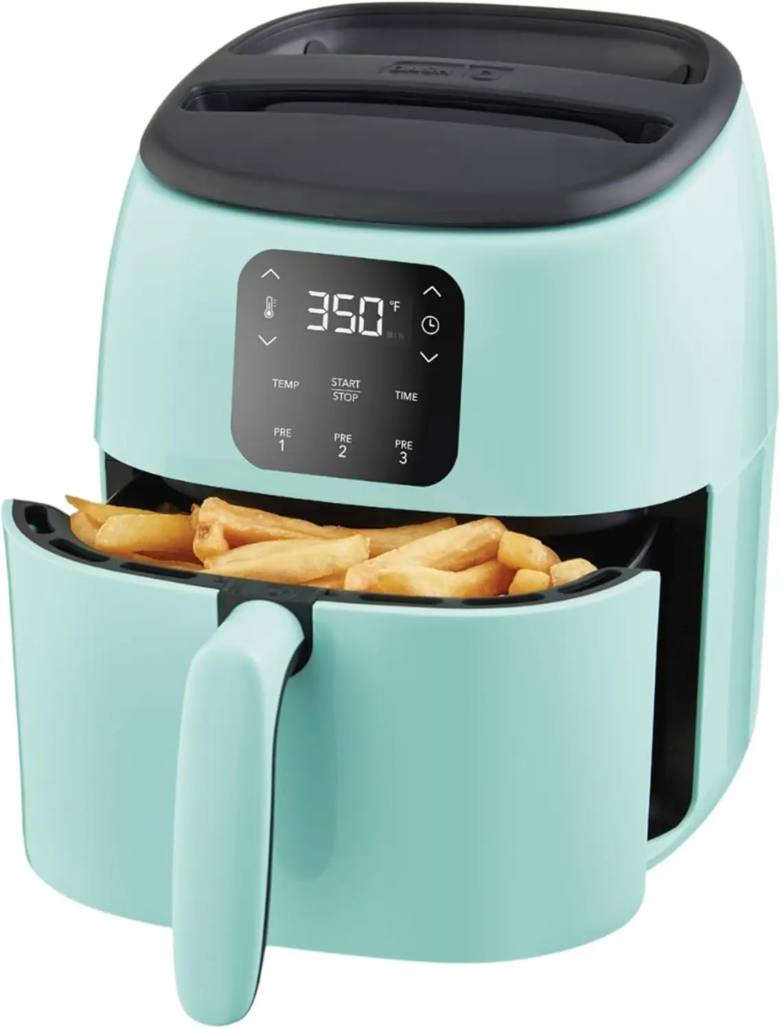 2.6 Quart Compact Air Fryer for 1-2 People, Adjustable Temp & Timer, Auto Shut Off, Dishwasher Safe, Aqua
