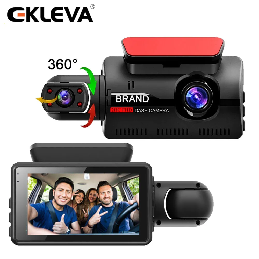 EKLEVA Mini Car Front Camera DVR Recorder 3-Inch IPS Screen 2 In 1 Dual Lens FHD 1080P Dash Cam Night Vision Dashcam Black Box