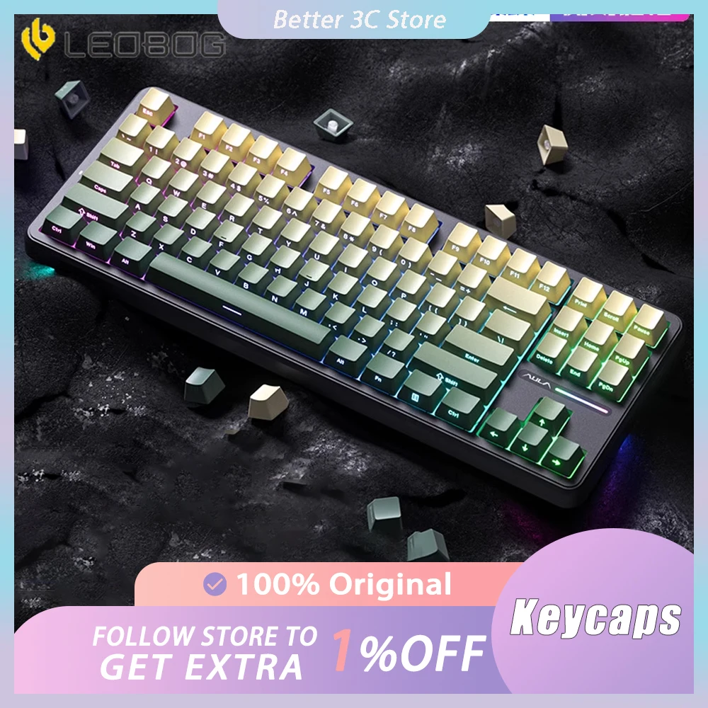 

LEOBOG Keycaps PBT Thermal Sublimation Side-carved Light Transparent Keycap Set 136 Keys Cherry Height Pc Gamer Accesoories