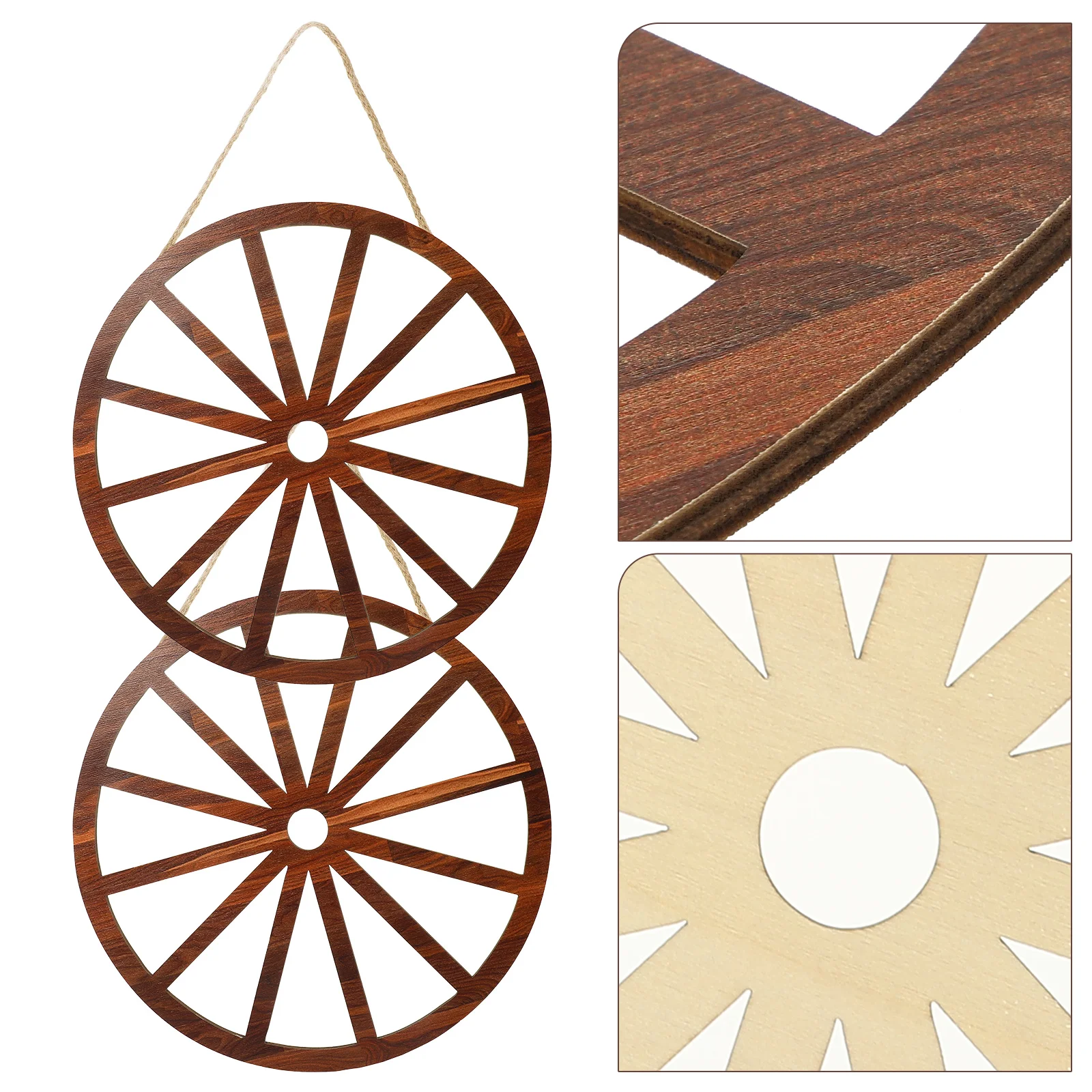 2 Pcs Wooden Wheel Decoration Wagon Wheels Barn Decorative Farmhouse Vintage Wall Home Wheeles Man