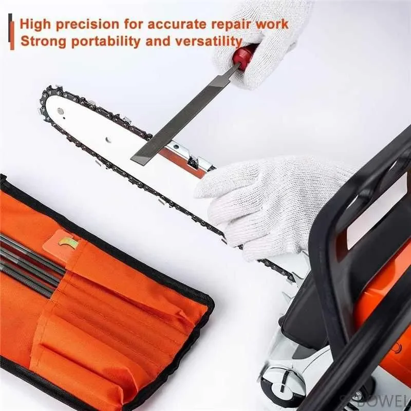 Kit  afilador  cana  motosierra, mango  mara dura, barra guía  archivo redonda/plana, herramientas profesionales,