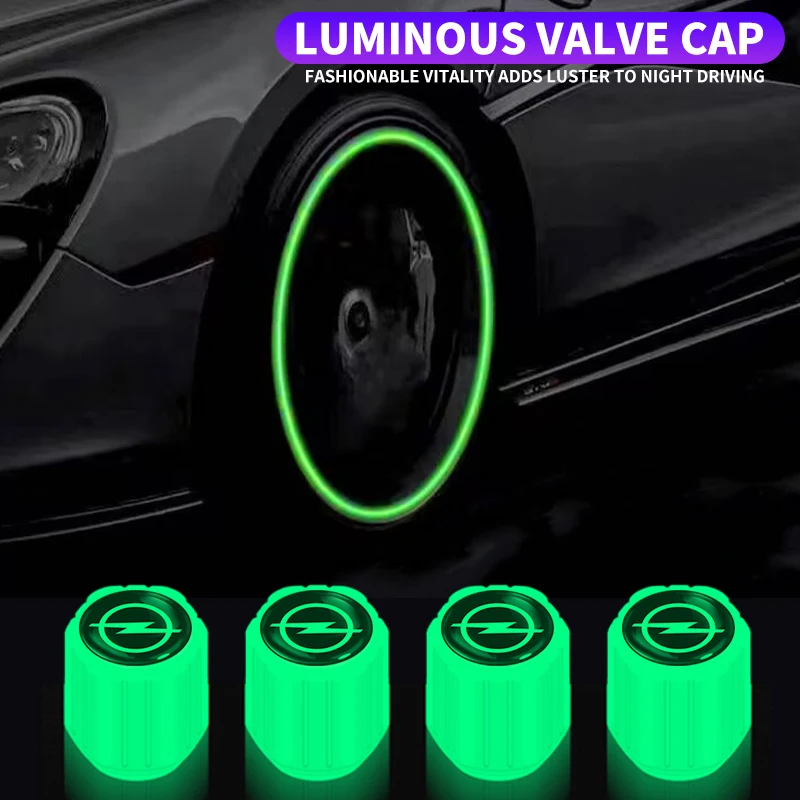 4PCS Luminous Car Tire Valve Cap Fluorescent Night Glowing Decor For Opel Insignia Astra J F Antara Meriva H G Corsa OPC Zafira