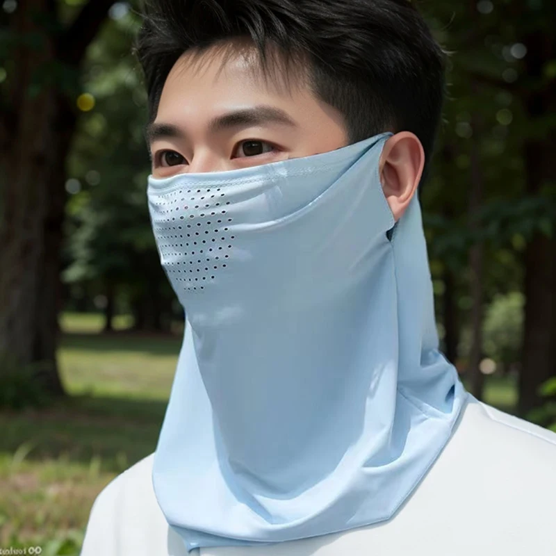 Unisex Face Scarf Breathable Ice Silk UV Sun Protection Mask Soft Adjustable Anti Ultraviolet Thin For Summer Outdoor Activities