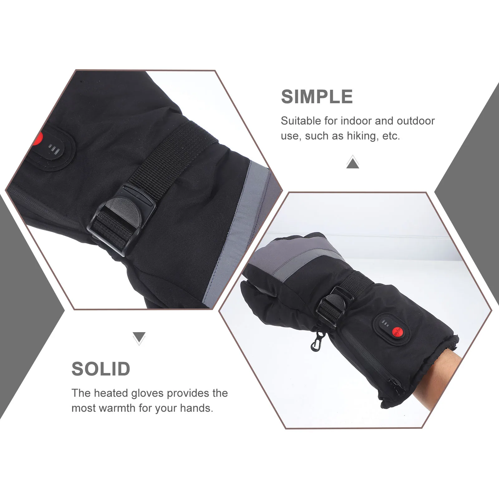 

3PCS Electric Heated Gloves for Skiing Thermal Windproof Winter Hand Warmer Mitten Unisex Fast Heating Outdoor Riding Hiking