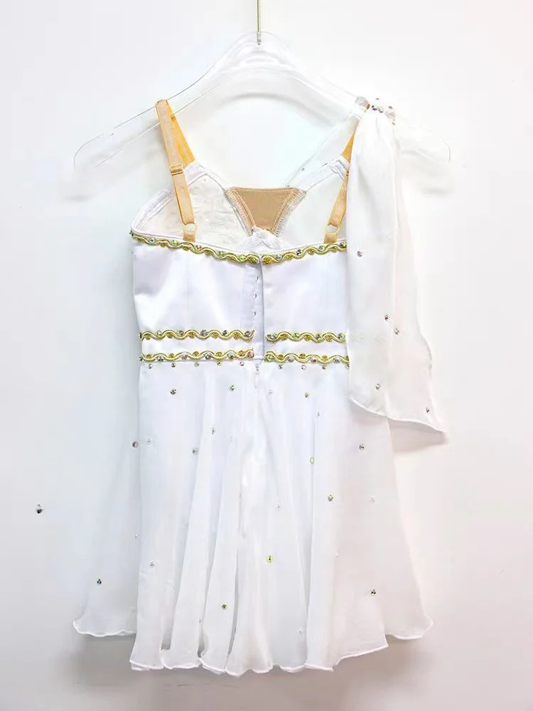 Vestido de balé personalizado Don Quijote Cupido Runas Variações Competição Vestido de desempenho branco