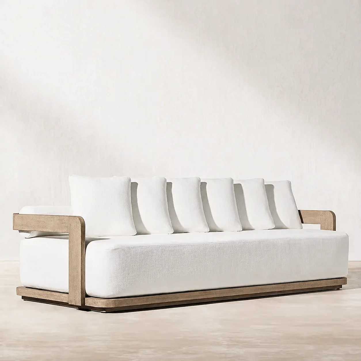 Elegant Luxury Modern Modular Teak Outdoor Sofa Set Durable Wooden Patio Lounge Furniture For Villa Hotel Garden Outdoor Leisure image 4