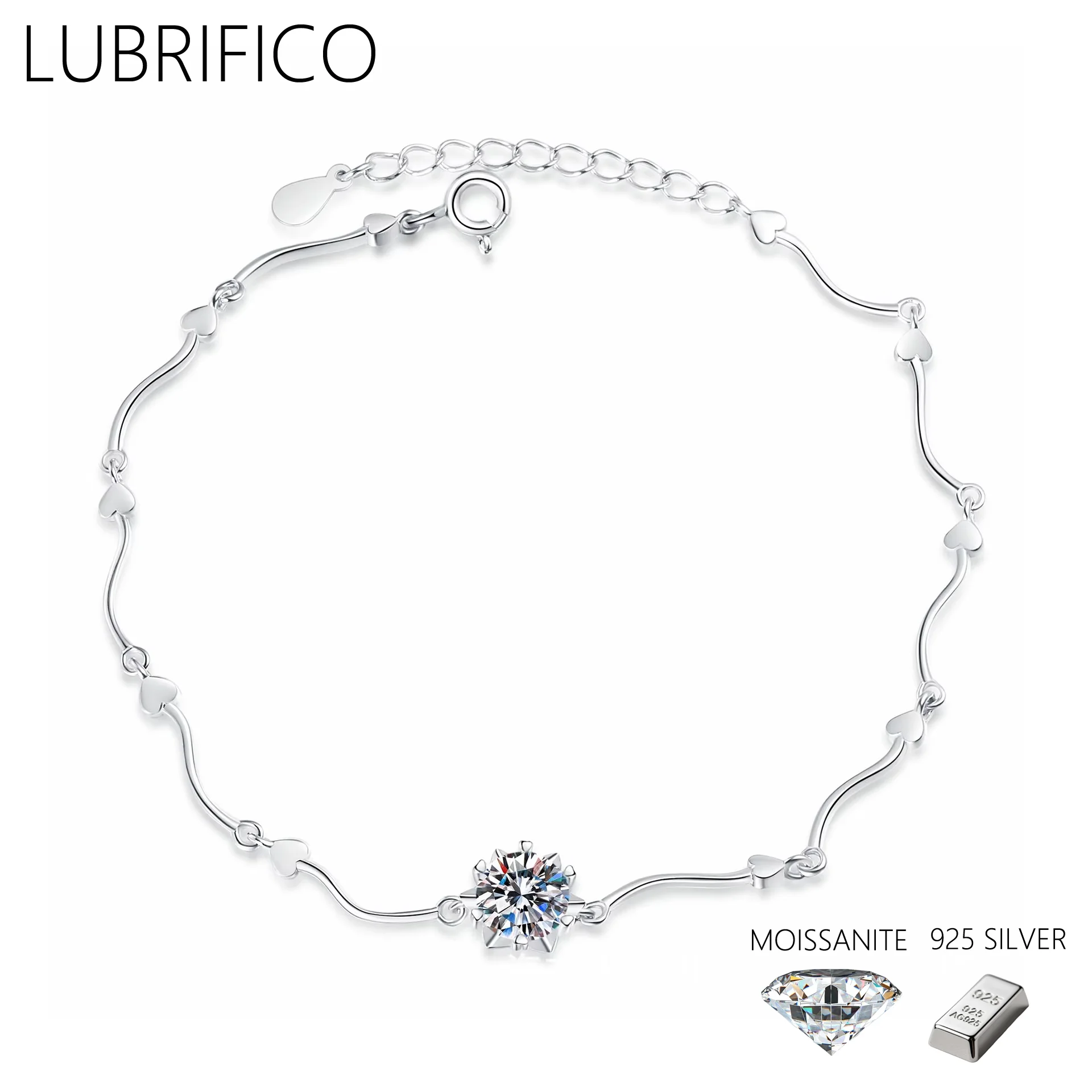 

1,0 карата D цвет муассанит в форме сердца снежинки браслеты стерлингового серебра 925 пробы лабораторный браслет с бриллиантами для женщин роскошная свадьба