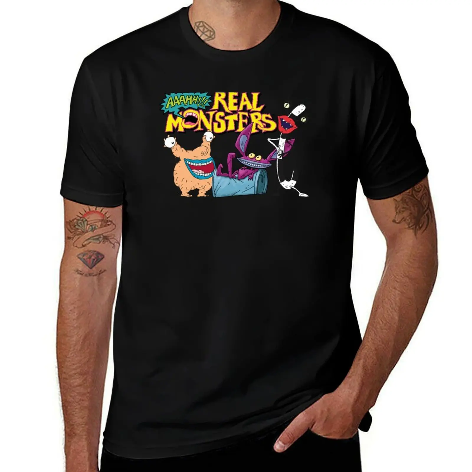 

Aaahh!!! Real Monsters Friends Group Logo T-Shirt Basic Solid Tee for Daily Use