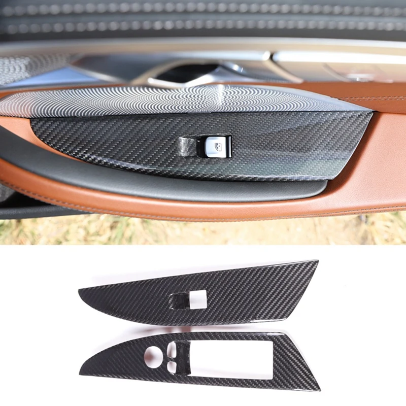 

For BMW 8-Series G14 G15 2019-2023 Dry Carbon Fiber Car Window Lift Button Panel Frame Cover Trim Sticker Accessories