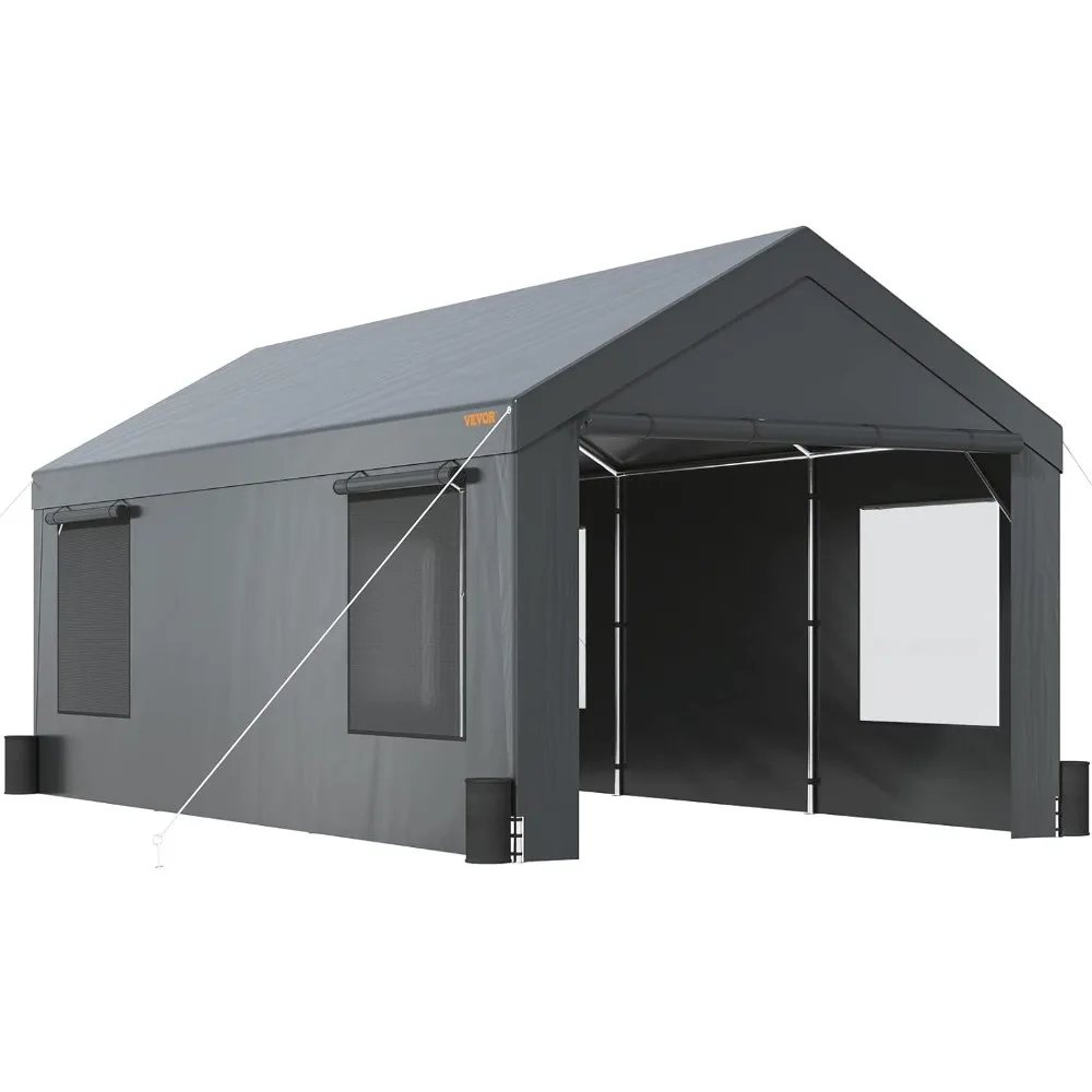 

Carport 12'x20' Heavy Duty Portable Garage, Upgraded Extra Large Car Canopy with Roll-up Ventilated Windows, Removable Sid