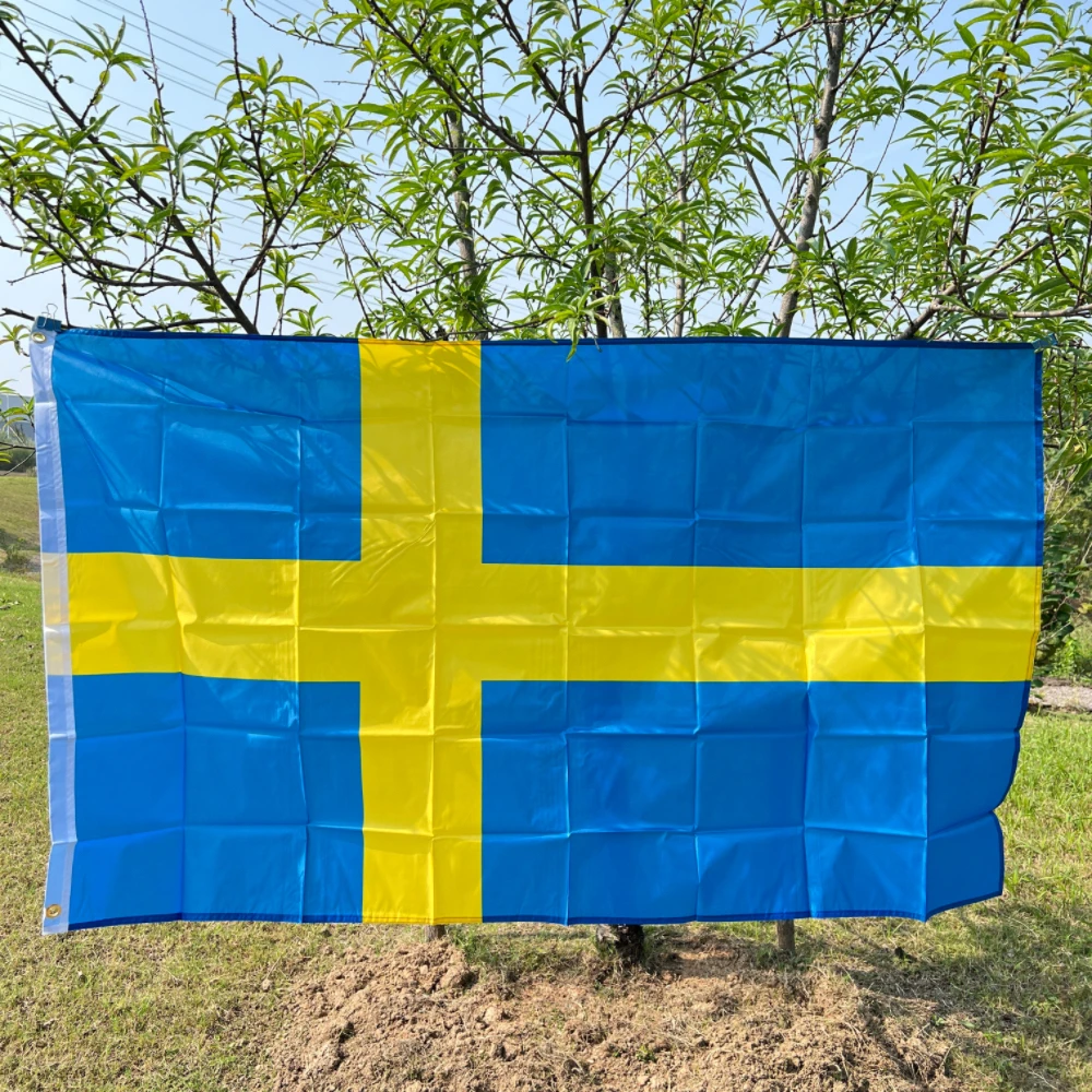 Swedish Flag 3 x 5ft 90x150cmHanging SWE SE  Kingdom of Sweden Flag Polyester standard hanging Flag Banner