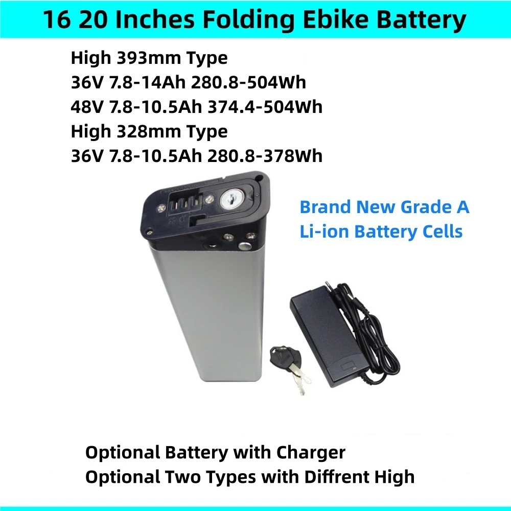 20 Inch Folding Electric Bike Battery 36V 8Ah 8.8Ah 10Ah 10.4Ah 12Ah 14Ah Replace Upgrade Ancheer City Commuter Ebike Battery