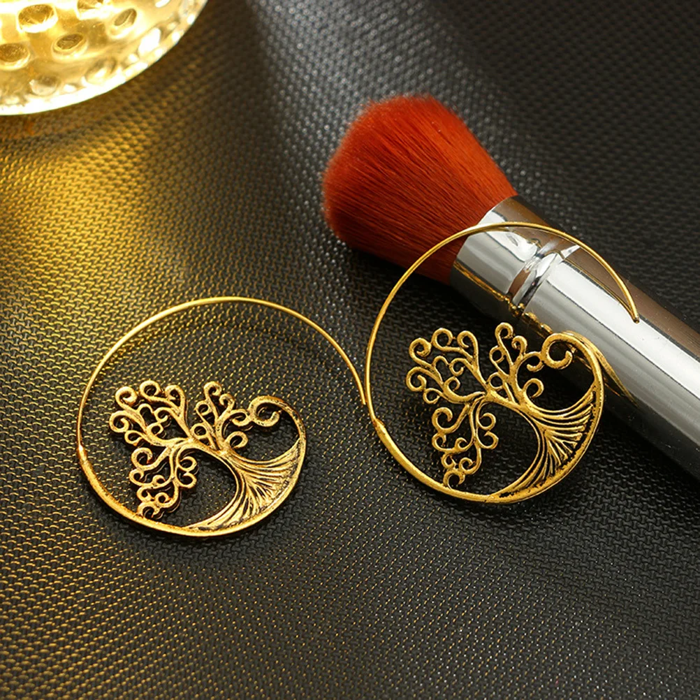 

Women Creative Dangle Earrings Delicate Circle Carving Flower Spiral Design Party Accessories Summer Vacation Jewelry Women Ear
