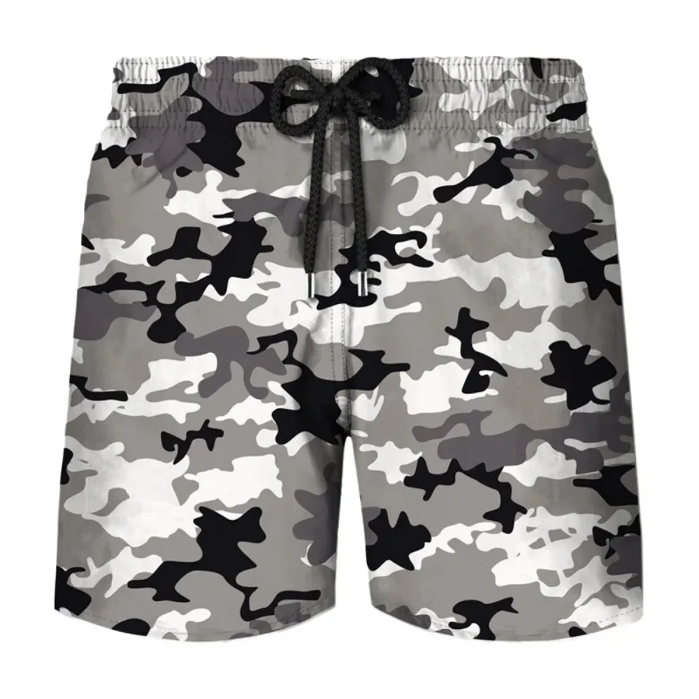 Men's Quick-dry Breath Print Shorts - 3D Camouflage / Leopard  Pattern, Loose Summer Outdoor Casual Sports Vacation Beach Shorts