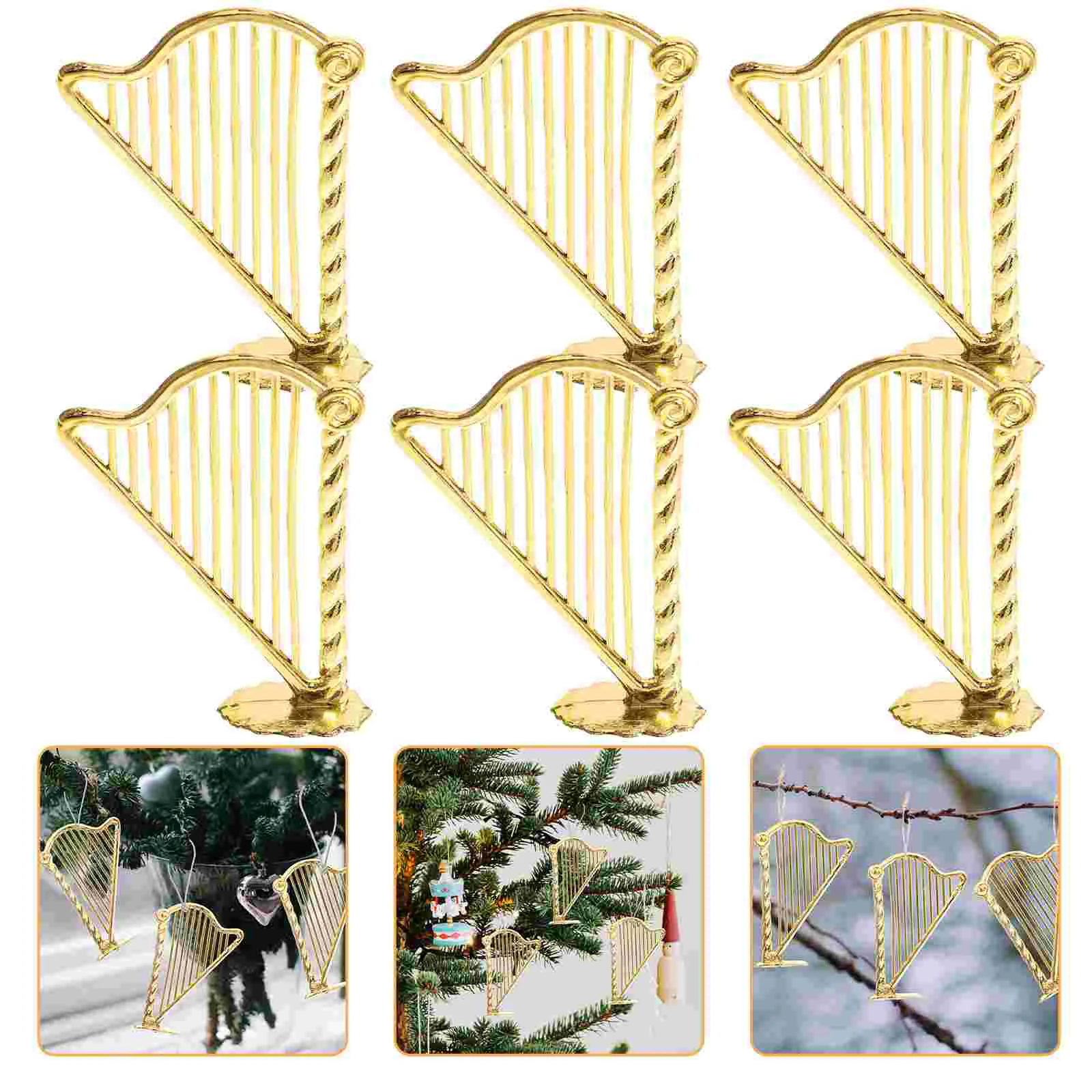 Outdoor Christmas Lights Gold Decor Instruments Ornaments Post Golden Resin Musical Baby Decorations Indoor