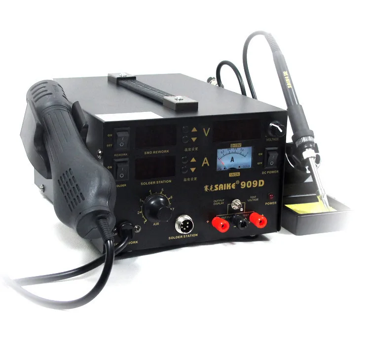 3 in 1 Hot air gun rework station SAIKE 909D Soldering station power supply soldering machine 220V or 110V