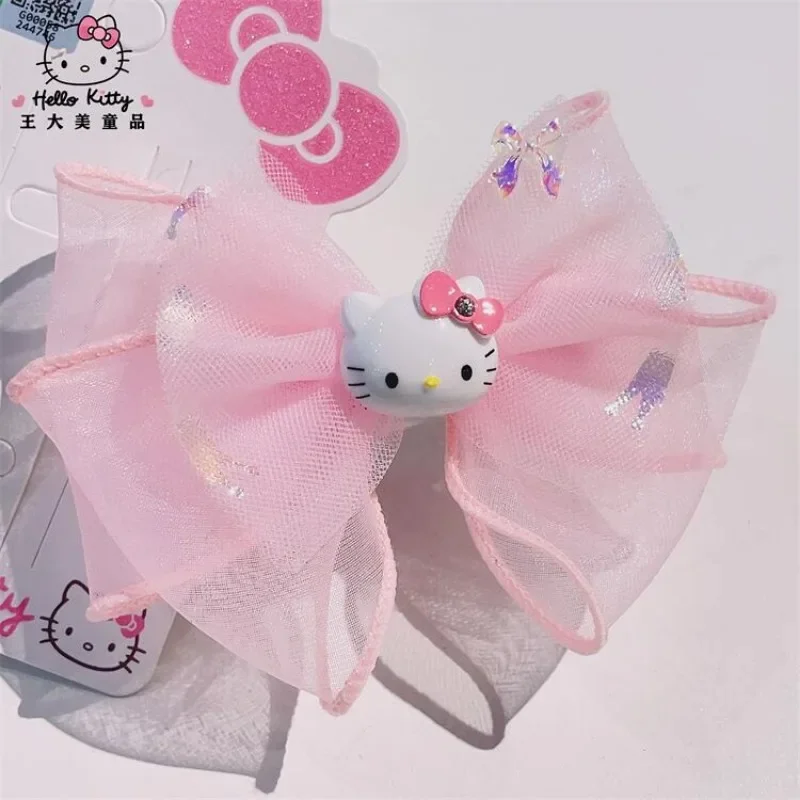 Hello Kitty Hairclips Kawaii Hair Accessories Sanrio Baby Girl Bows Hair Clip Headbands Ties Fashion Hairties Kuromi Girls Fall