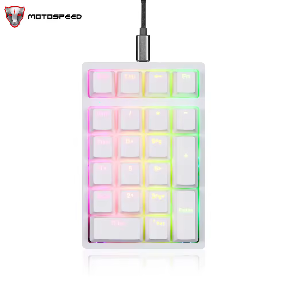 Motospeed K24 clavier numérique mécanique blanc interrupteur échangeable à chaud clavier filaire ordinateur pavé numérique 21 touches avec lecteur pour ordinateur portable