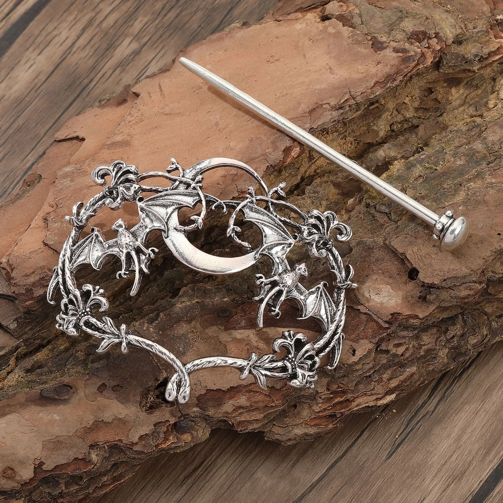 

Moon Flower Bat Hair Clip Hair Accessories Celtic Knot Fashion Hair Clip Scandinavian Viking Norwegian Style Jewelry Party Birth