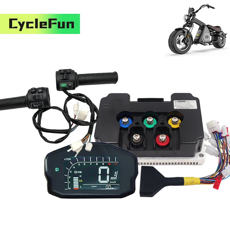 

FarDriver 3KW-5KW ND72450 BLDC Sine Wave Controller With T08 Throttle And DKD Display For Electric Motorcycles Dirt Bike Scooter