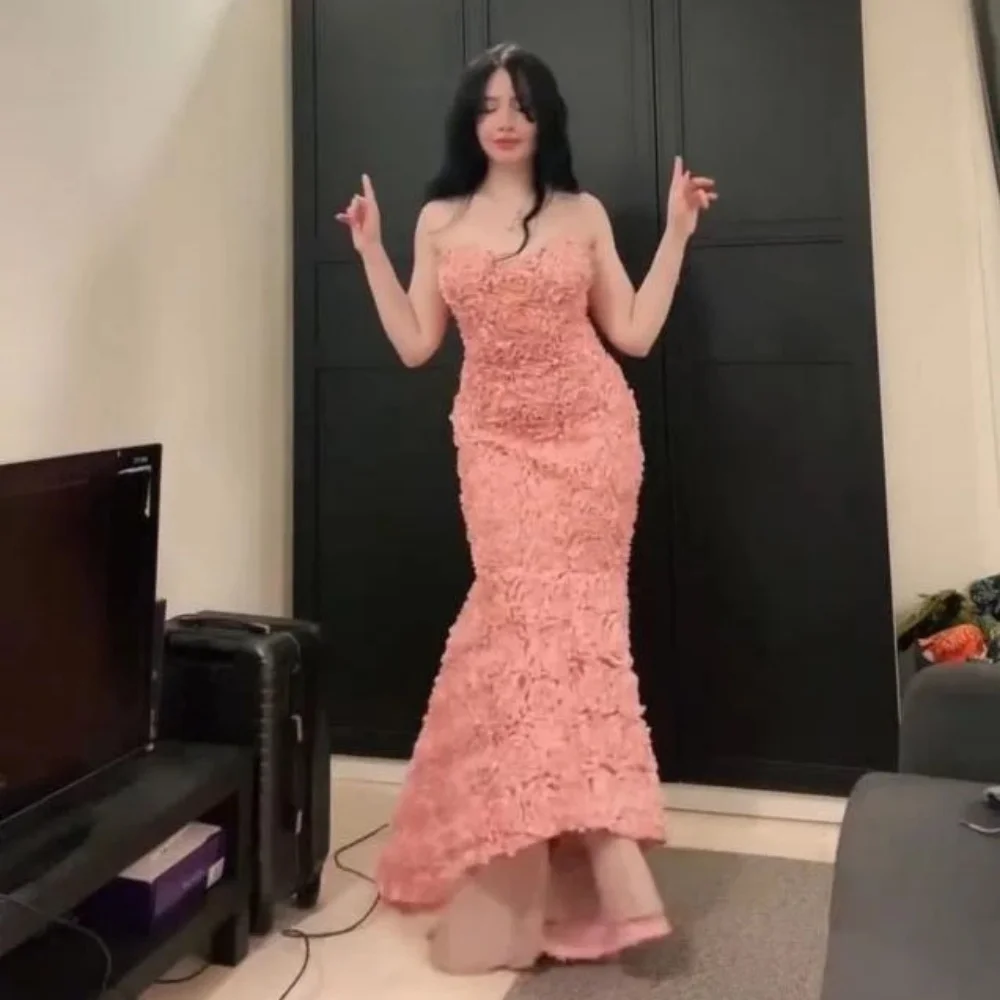 Maßgeschneidertes Meerjungfrau-Abendkleid, wunderschöne Satin-Abschlussballkleider für formelle Anlässe, glänzende Blumenapplikationen, Partykleid, Robe Soiree