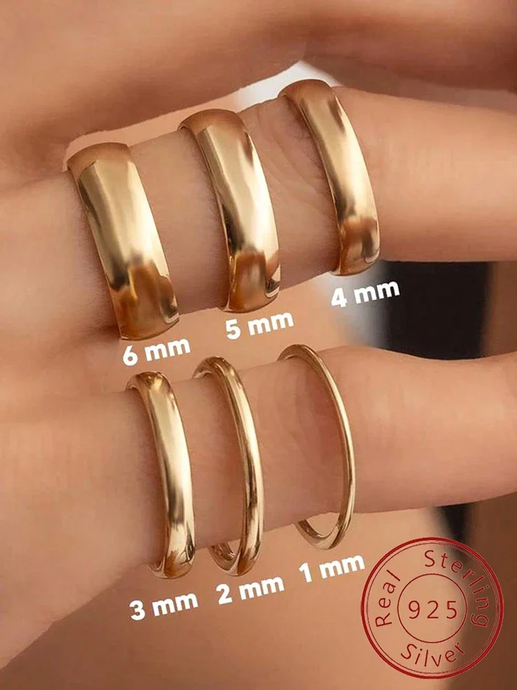 

Стерлингового Серебра 925 пробы, простое 1 мм, 2 мм, 3 мм, 4 мм, с апертурой, модное кольцо для женщин, повседневная одежда, вечерние, высококачественные ювелирные изделия