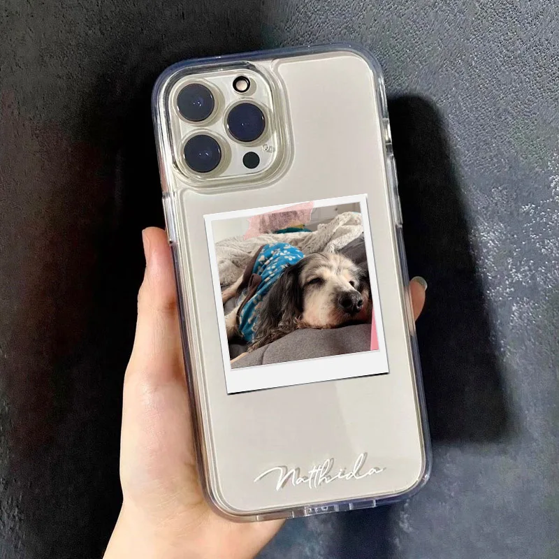 تخصيص اسم الصورة واضح تأثير سحق حالات آيفون 14 13 12 11 16Pro ماكس 15 زائد X XR XS ماكس حالات غطاء للحماية الثقيلة