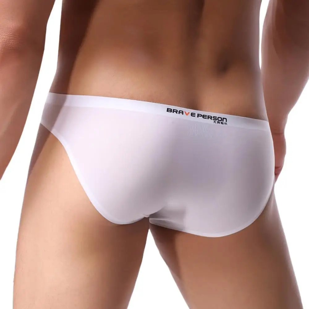 BRAVE PERSON Men's Ultra-thin Seamless Underwear Briefs Ice Silk Cool Sexy Low Waist Men Briefs