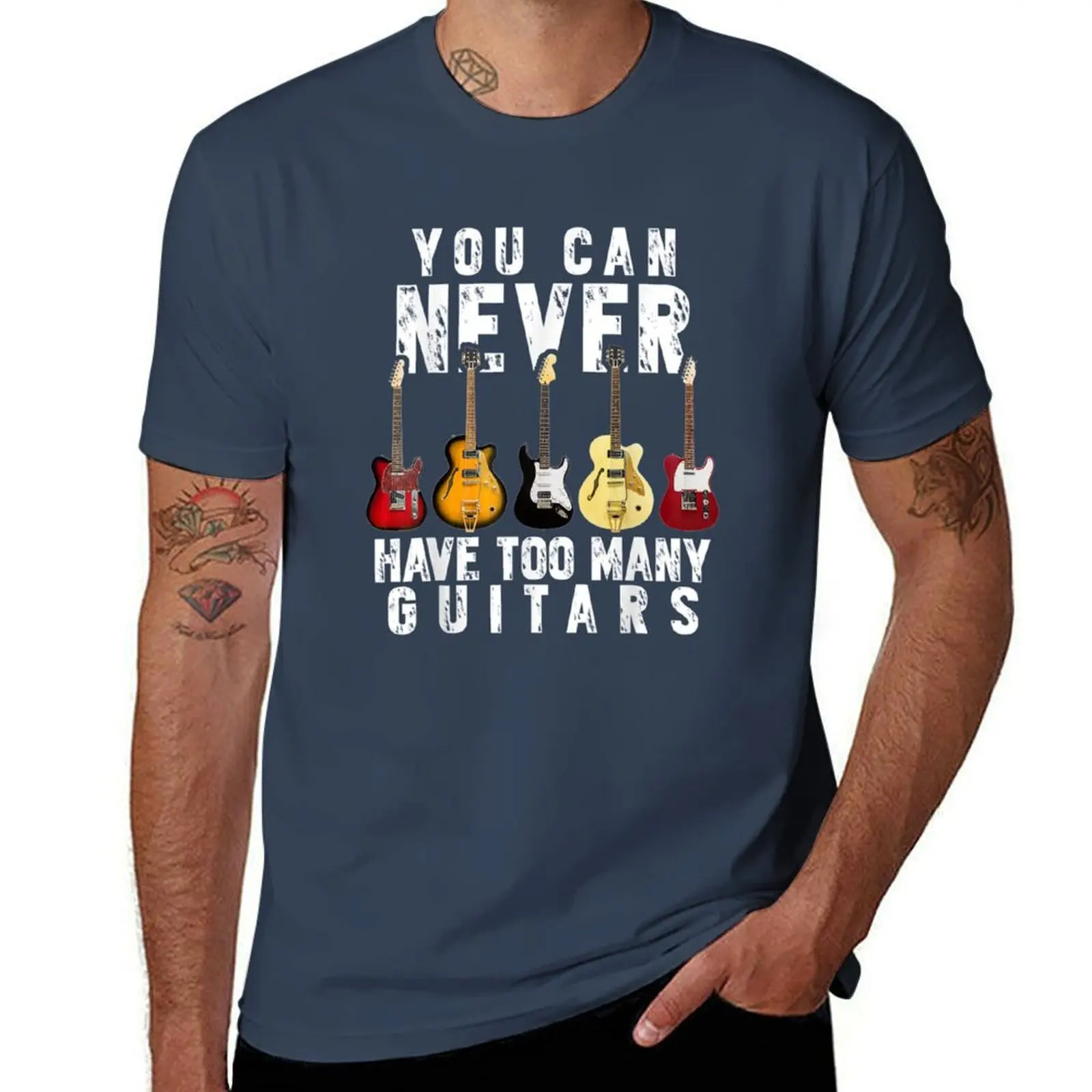 

Too Never Funny You Music Gift Guitars Can Have Many T-Shirt Vintage Print Crew Neck Tee
